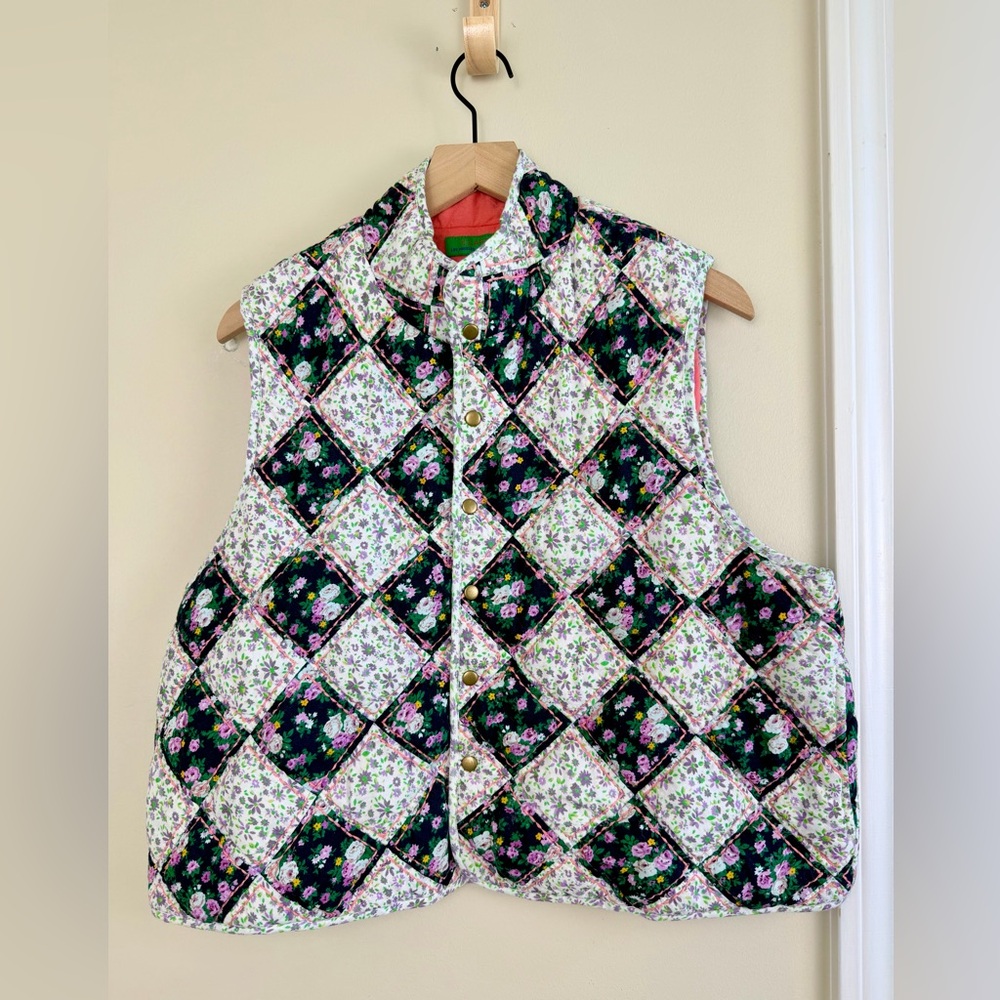 Clare V Timothé vest- Black & Lilac Quilted Floral XS/S Original: $295
